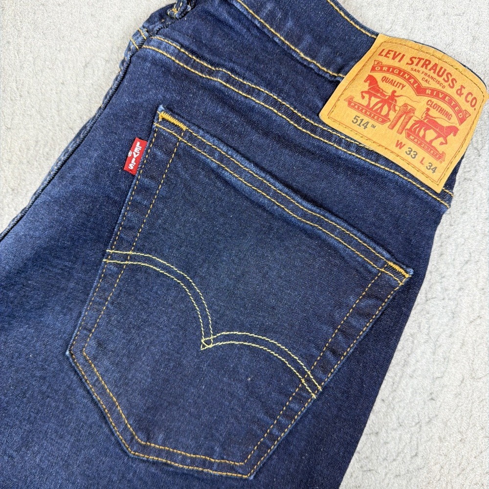 Levi's 514 Men's Slim Straight Jeans Dark Wash Denim W33 L34